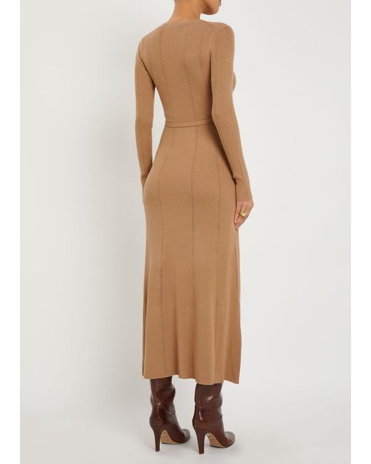 Gabriela Hearst Natural Imagene Belted Wool Midi Dress