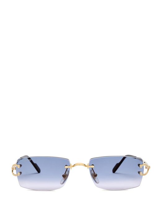Cartier Blue Signature C De Rectangle-Frame Sunglasses