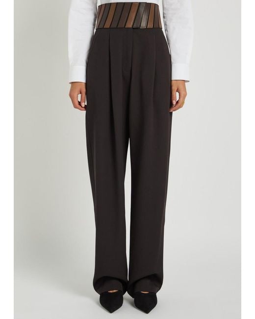 Alaïa Black Panelled Belted Wool Trousers