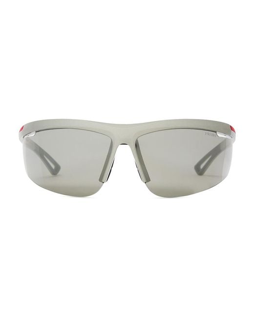Prada Linea Rossa Gray Wrap-Around Mask Sunglasses for men