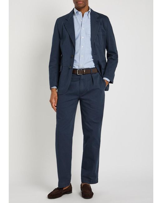 Drake's Blue Herringbone Cotton-Twill Jacket for men