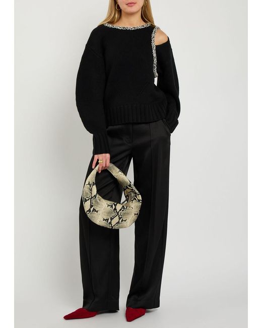Jonathan Simkhai Black Monroe Crystal-Embellished Wool-Blend Jumper