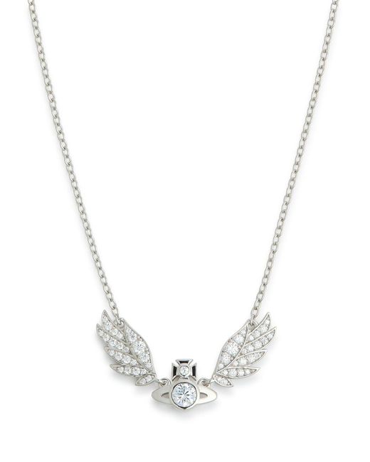 Vivienne Westwood White Dawna Embellished Wings Necklace