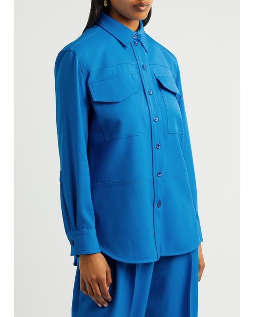 Alexander McQueen Blue Wool Shirt