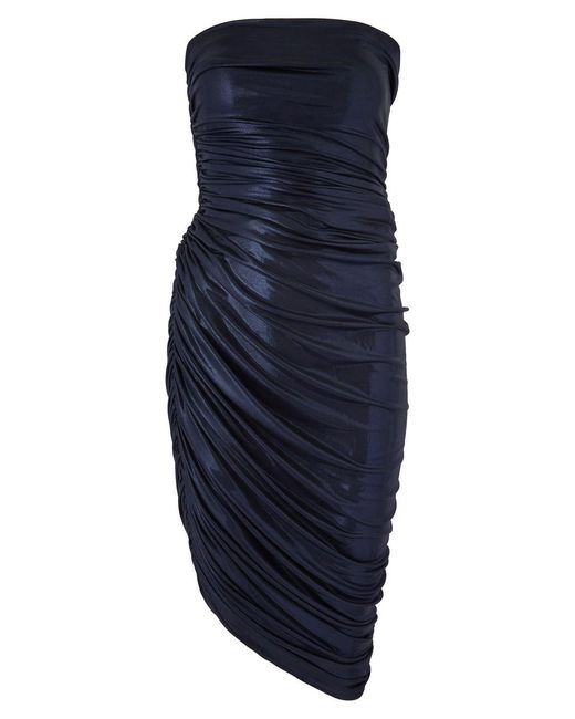 Norma Kamali Blue Diana Strapless Satin-Jersey Midi Dress