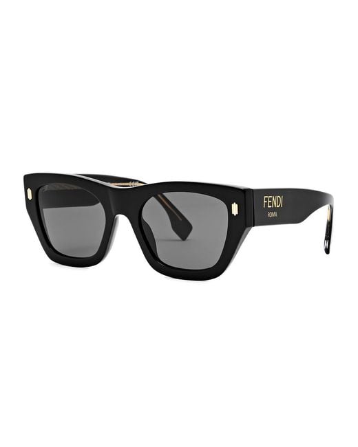 Fendi Black Roma Rectangle-frame Sunglasses