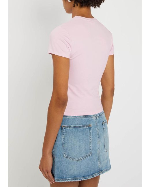 GOOD AMERICAN Pink Super Stretch Baby Stretch-Cotton T-Shirt
