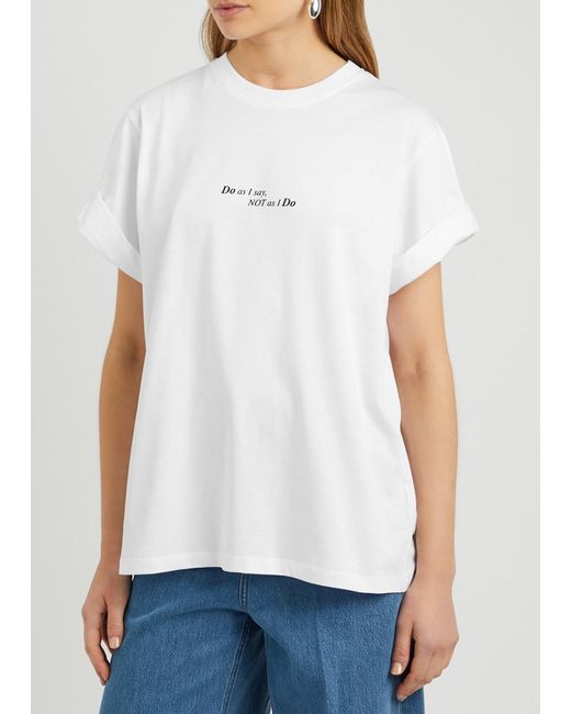 Victoria Beckham White Printed Cotton T-Shirt