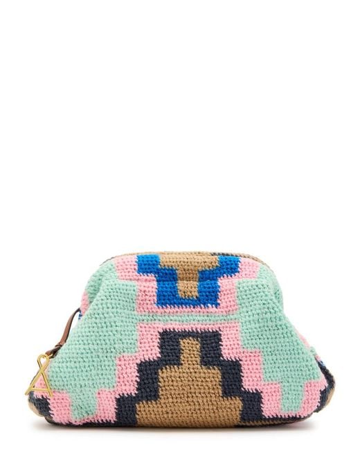 Among Equals Blue Bilum Patterned Wool-Blend Clutch