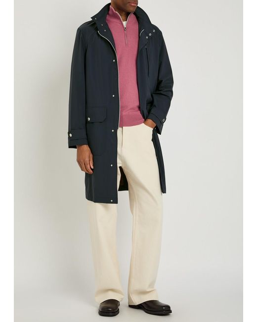 Brunello Cucinelli Blue Hooded Stretch-Nylon Jacket for men