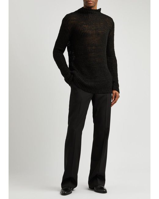 Dries Van Noten Black Milla Open-knit Linen-blend Jumper for men