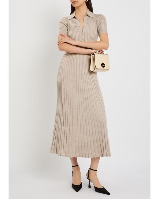 Gabriela Hearst Natural Amor Ribbed Cashmere-Blend Midi Dress