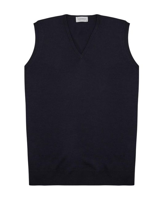 John Smedley Blue Hadfield Wool Vest for men