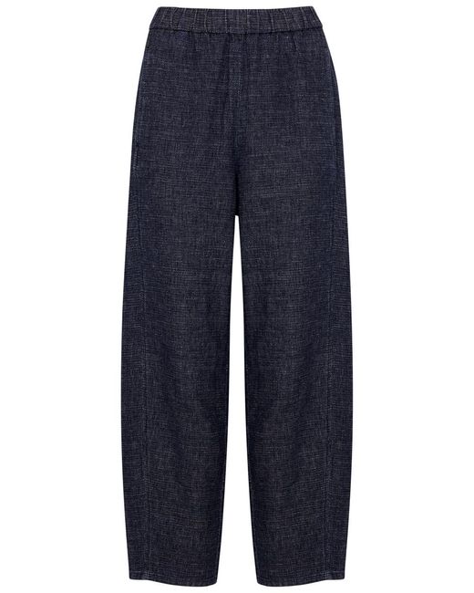 Eileen Fisher Blue Tapered-leg Woven Trousers