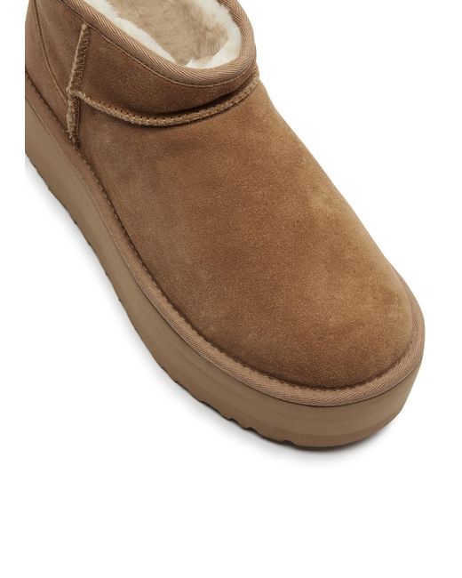 Ugg Brown Classic Designer Ultra Mini Suede Flatform Boots Uk3