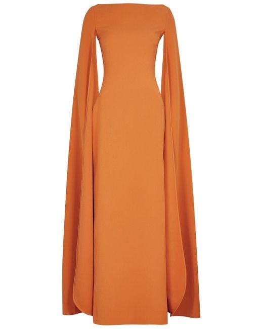 Solace London Orange Sadie Cape-effect Gown