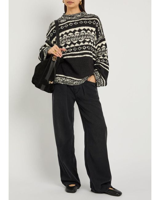 Free People Black Dani Patterned Cotton-Blend Jumper