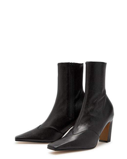 Khaite Black Nevada 85 Designer Leather Ankle Boots Uk3.5