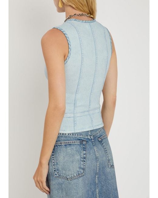 Rag & Bone Blue Mirimar Printed Stretch-Cotton Tank