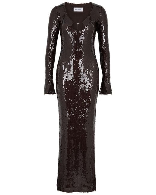 16Arlington Black Solaria Sequin-embellished Maxi Dress