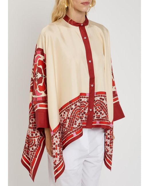 LaDoubleJ Red Floulard Printed Silk-Twill Shirt