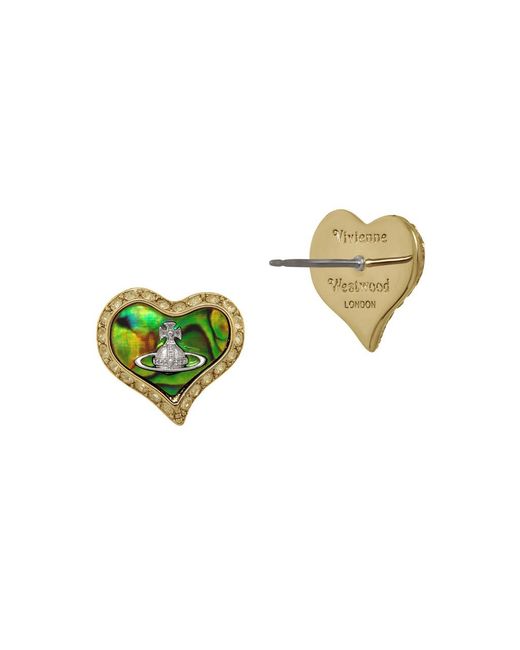 Vivienne Westwood Green Petra Heart Crystal-Embellished Stud Earrings