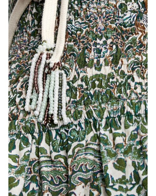 Siedres Green Marita Printed Cotton Maxi Dress