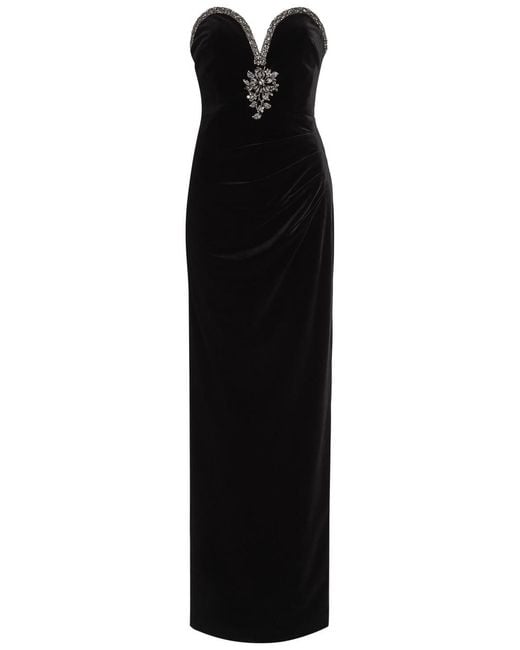 Self-Portrait Black Embellished Velvet Gown