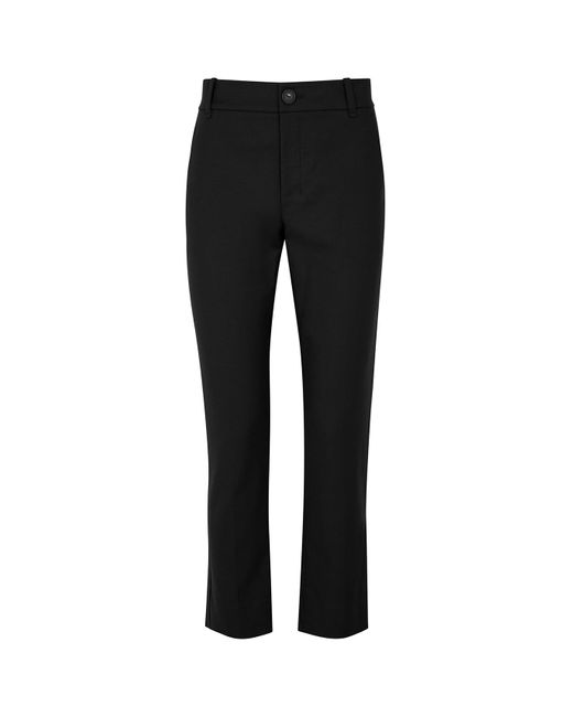 Vince Black Tapered Cotton-Blend Trousers