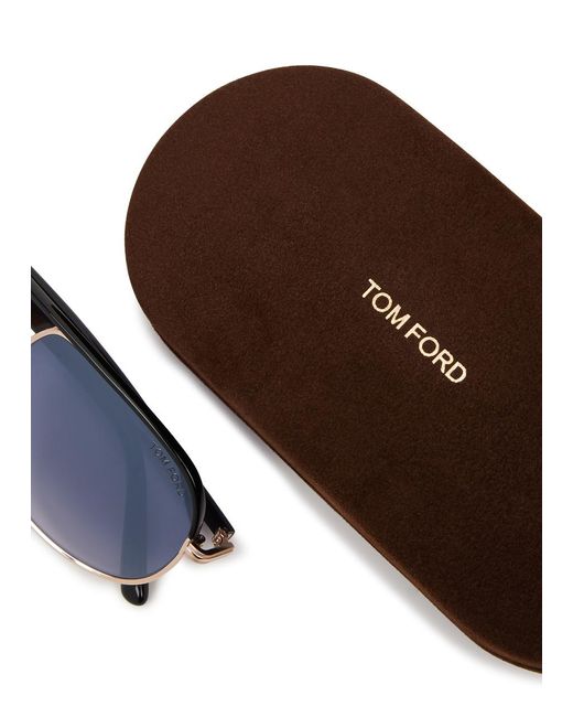 Tom Ford Blue Aviator-style Sunglasses Maxwell, Mirrored Lenses, Metal, 100% Uv Protection for men
