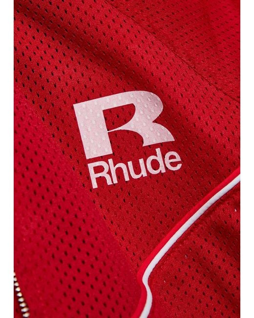 Rhude Red Pipe-Trimmed Mesh Track Jacket for men