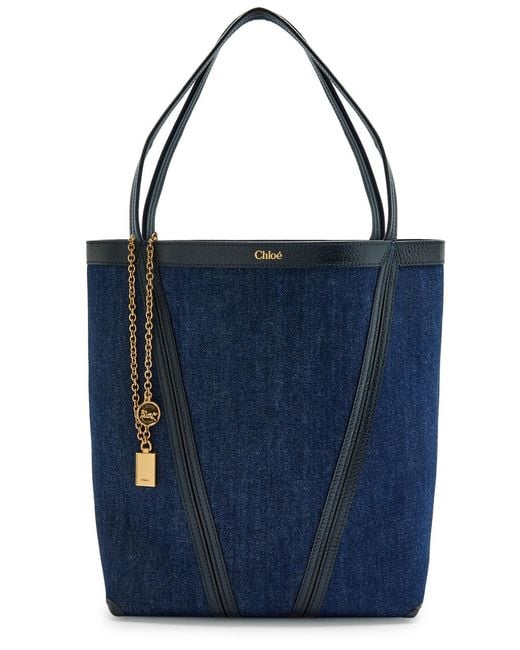 Chloé Blue Spin Panelled Denim Tote for men