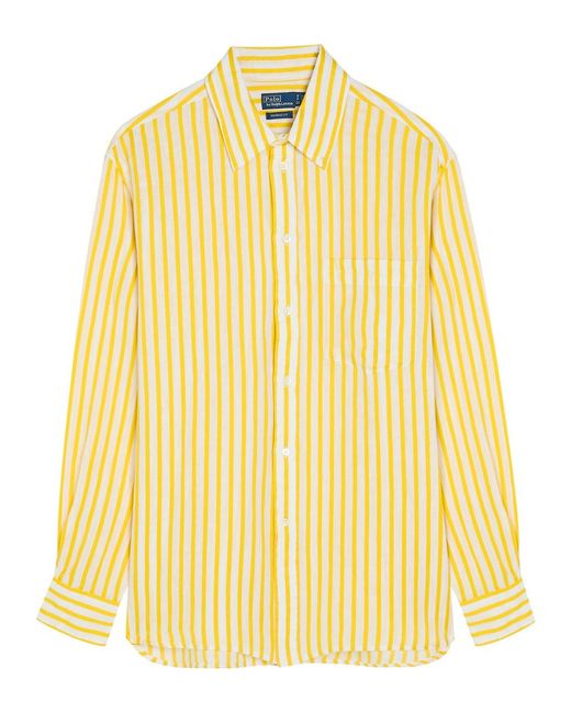 Polo Ralph Lauren Yellow Striped Linen And Cotton-Blend Shirt