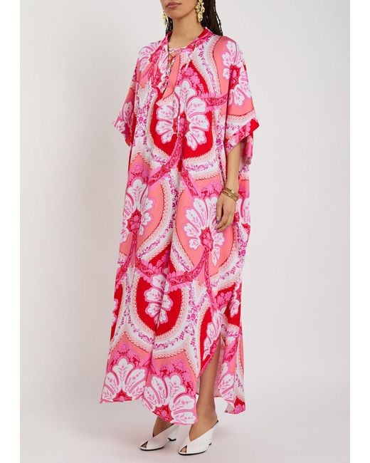 Melissa Odabash Red Carlotte Printed Woven Maxi Dress