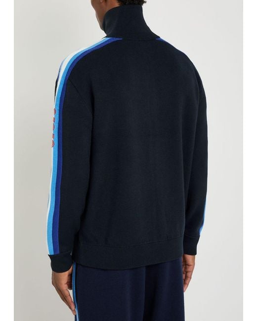 Drole de Monsieur Blue La Maille Zippée Drôle Merino Wool Track Jacket for men