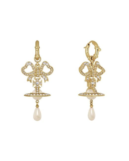 Vivienne Westwood White Rigoberta Crystal-Embellished Faux Pearl Drop Earrings