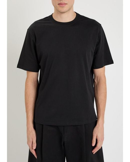 Studio Nicholson Black Branded Cotton T-Shirt for men