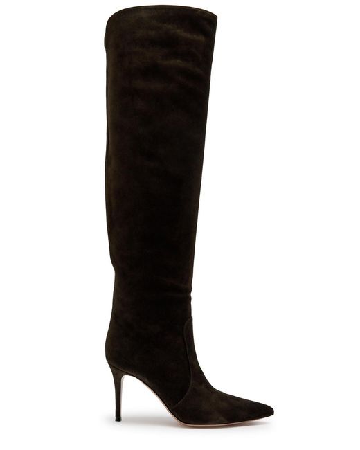 Gianvito Rossi Black Hansen Suede Over-The-Knee Boots