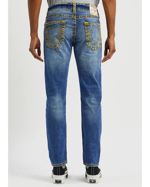 True Religion Blue Rocco Stitch Skinny Jeans for men
