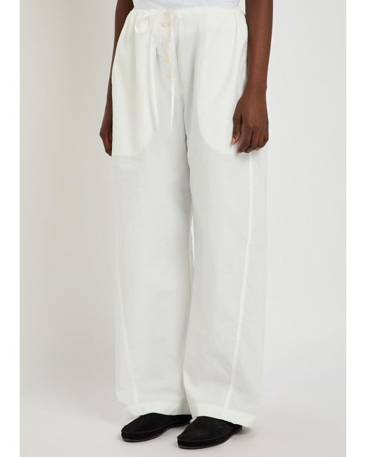 Studio Nicholson White Drawstring Straight-Leg Cotton Trousers