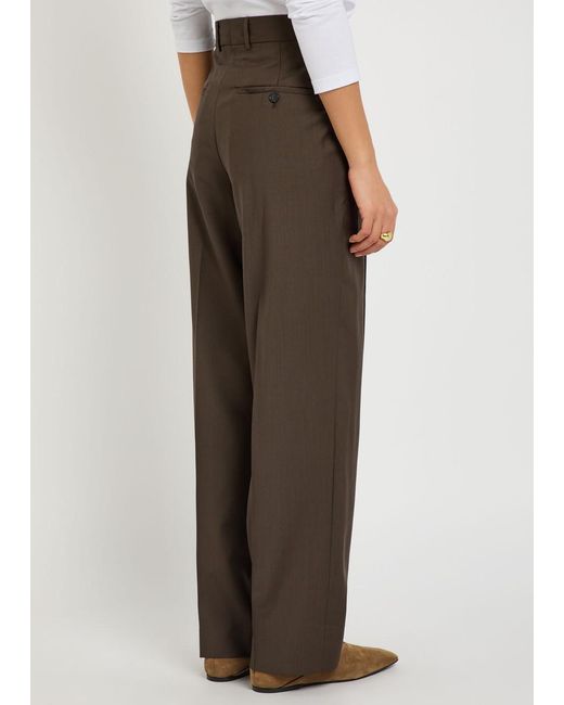 Totême Green Straight-Leg Wool Trousers