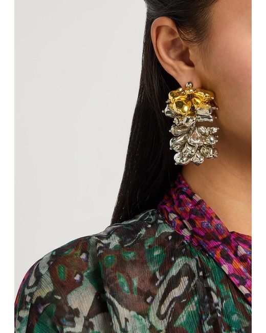 Dries Van Noten Metallic Beaded Drop Earrings