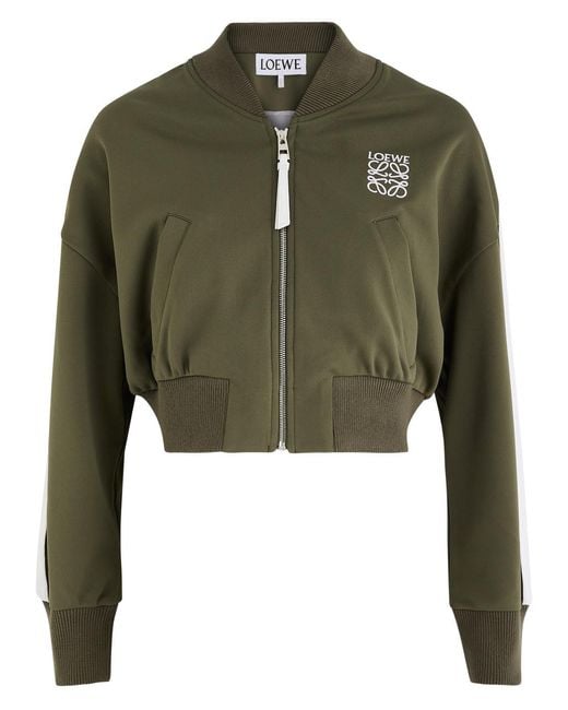 Loewe Green Logo-Embroidered Jersey Track Jacket
