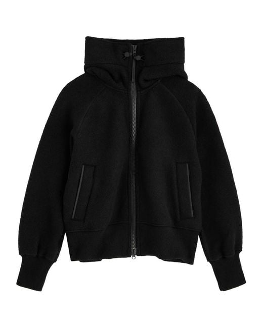 Canada Goose Women's Black Chilliwack Hooded Wool-Blend Fleece Jacket