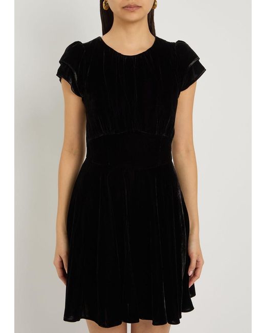 PAIGE Black Khai Velour Mini Dress