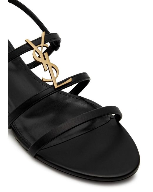 Saint Laurent Black Cassandra Leather Sandals