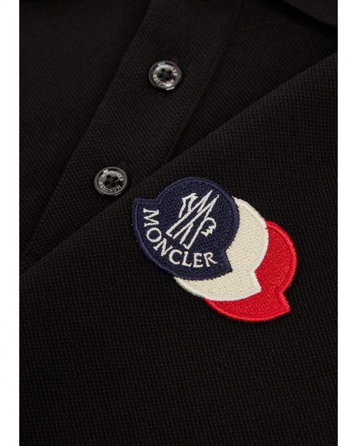 Moncler Black Logo-Appliquéd Piqué Cotton Polo Shirt for men