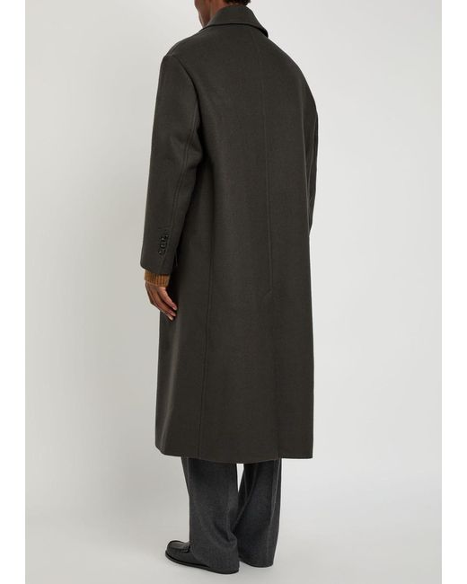 AMI Black Double-Breasted Wool Coat for men