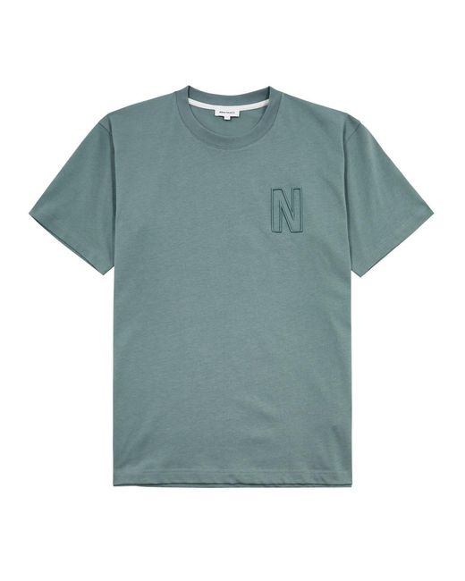 Norse Projects Blue Simon Logo-embroidered Cotton T-shirt for men
