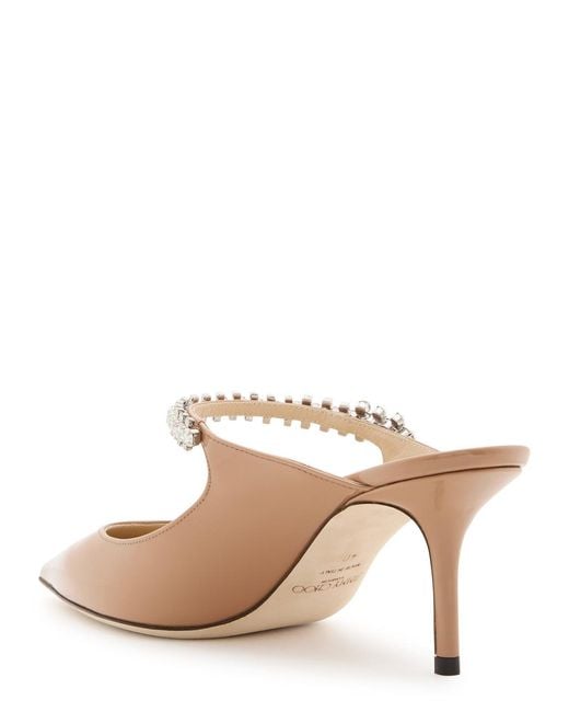 Jimmy Choo Brown Bing 65 Embellished Leather Mules, Mules, Size 7 Heel